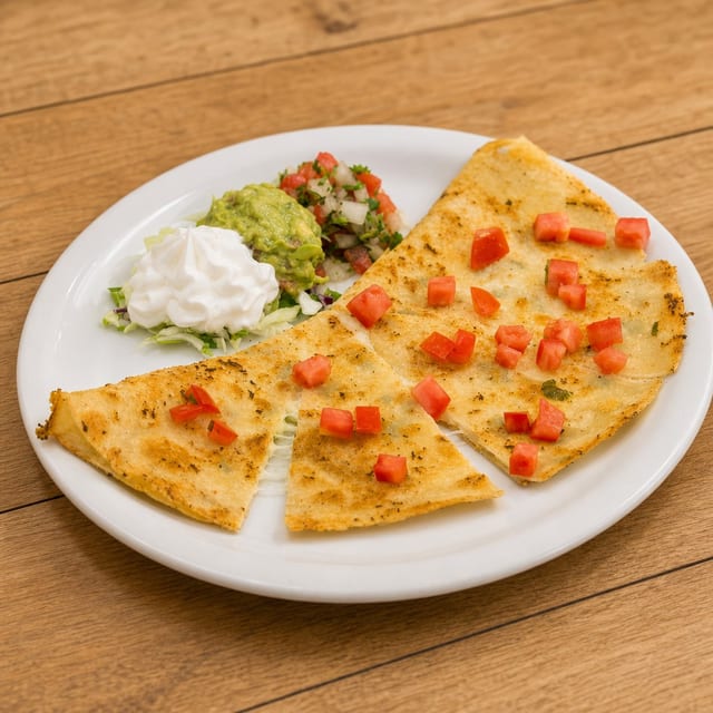 Kids Cheese Quesadilla Rice & Beans.
