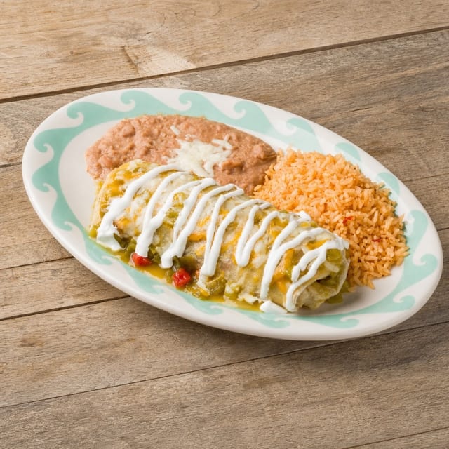 #18-Beef Burrito, Taco, Rice & Beans.