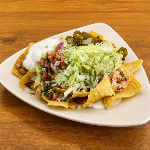 Grilled Shrimp Nachos.