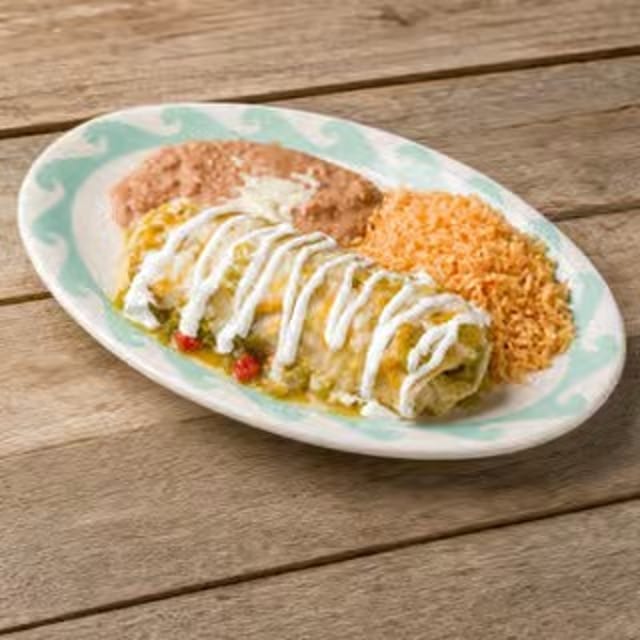 #13-Beef Burrito, Enchilada, Rice & Beans.