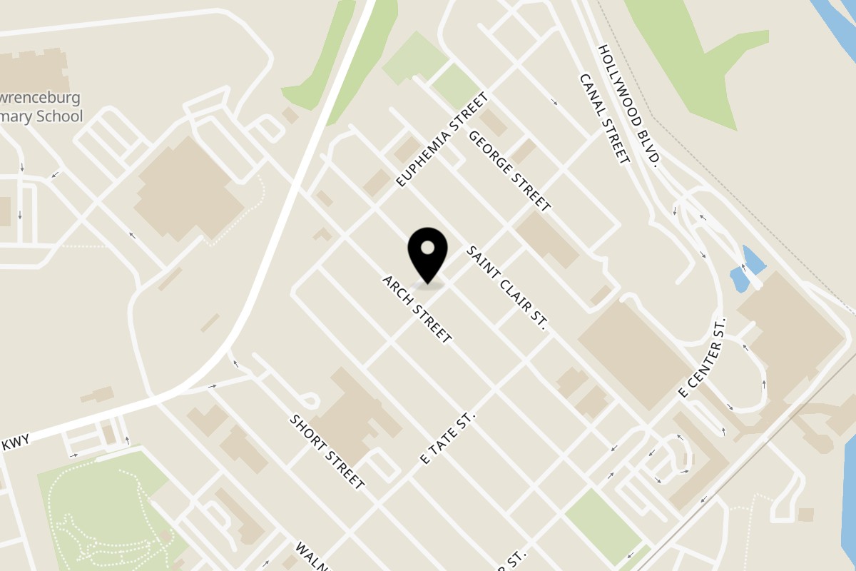 Map showing the location of Acapulco Mexican Restaurant Lawrenceburg on 301 Margaret St in Lawrenceburg