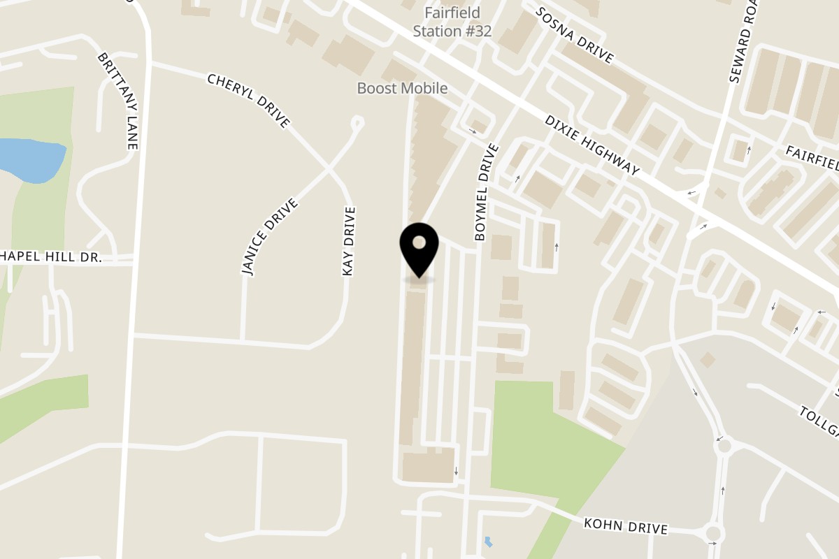 Map showing the location of Acapulco Mexican Restaurant Fairfield, OH on 5953 Boymel Dr in Fairfield