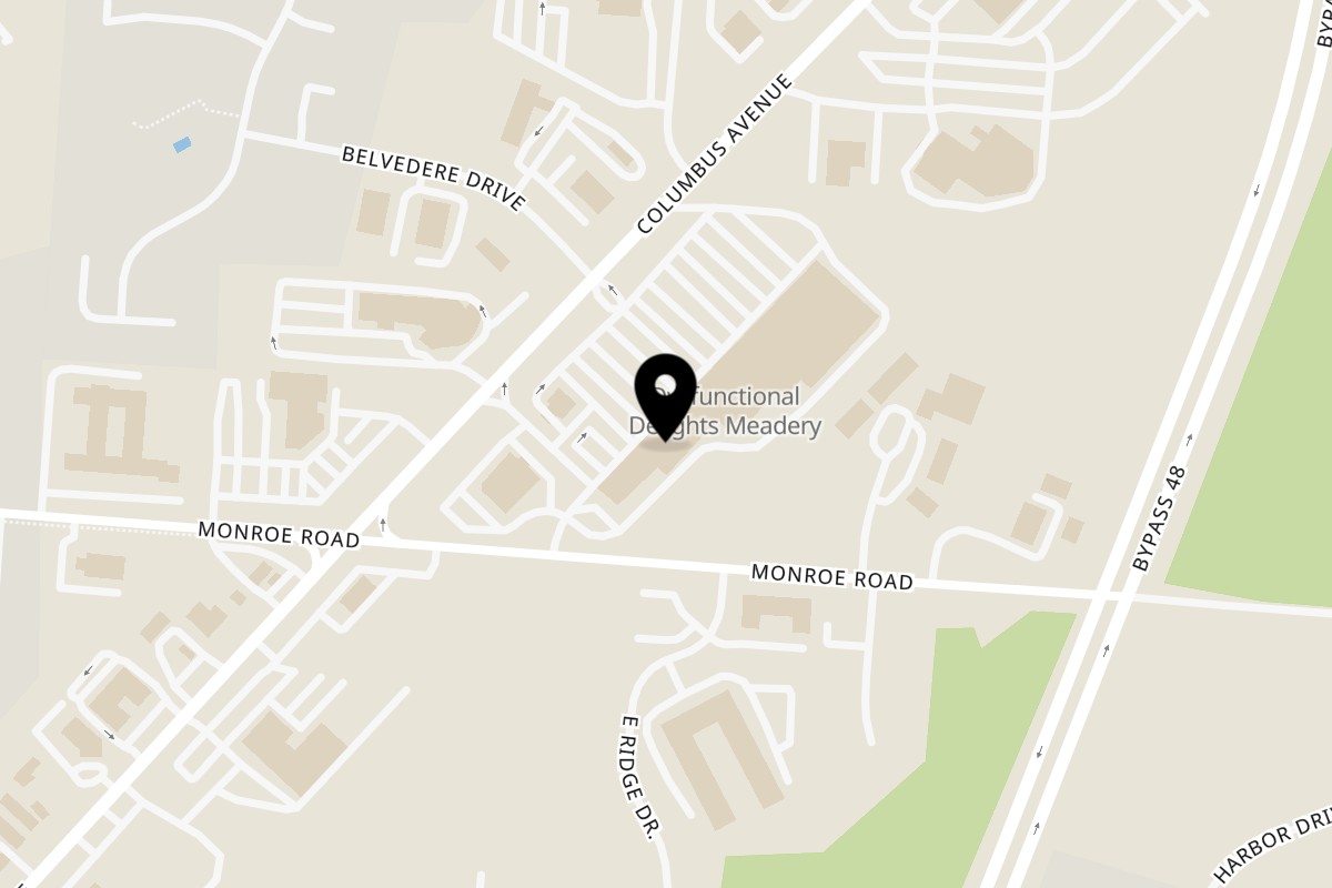 Map showing the location of Acapulco Mexican Restaurant Lebanon on 916 Columbus Ave #7 in Lebanon